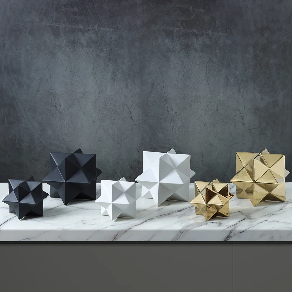 Ceramic irregular pentagonal star sea urchin spike ball modern handicraft decoration sample room living room decoration