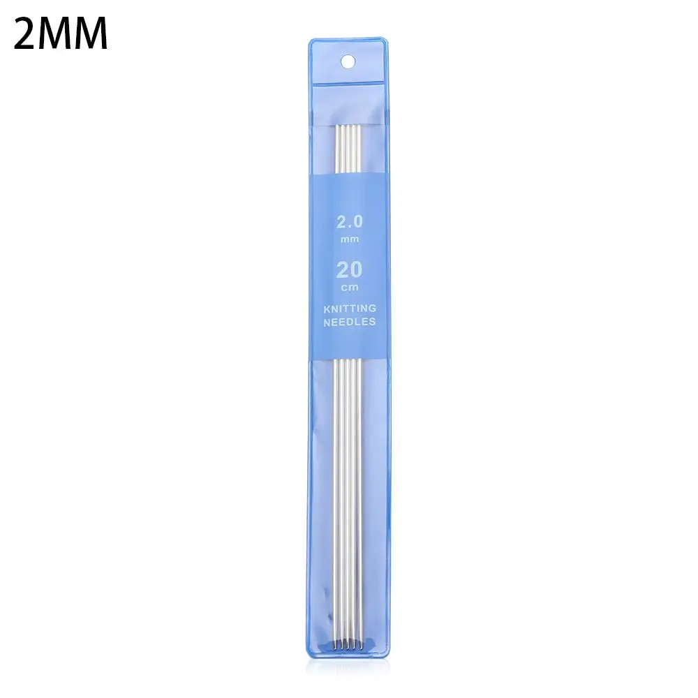 Lot de 5 aiguilles à tricoter droites en acier inoxydable pour le tricot de pulls DIY, outils de tricotage, crochets en métal