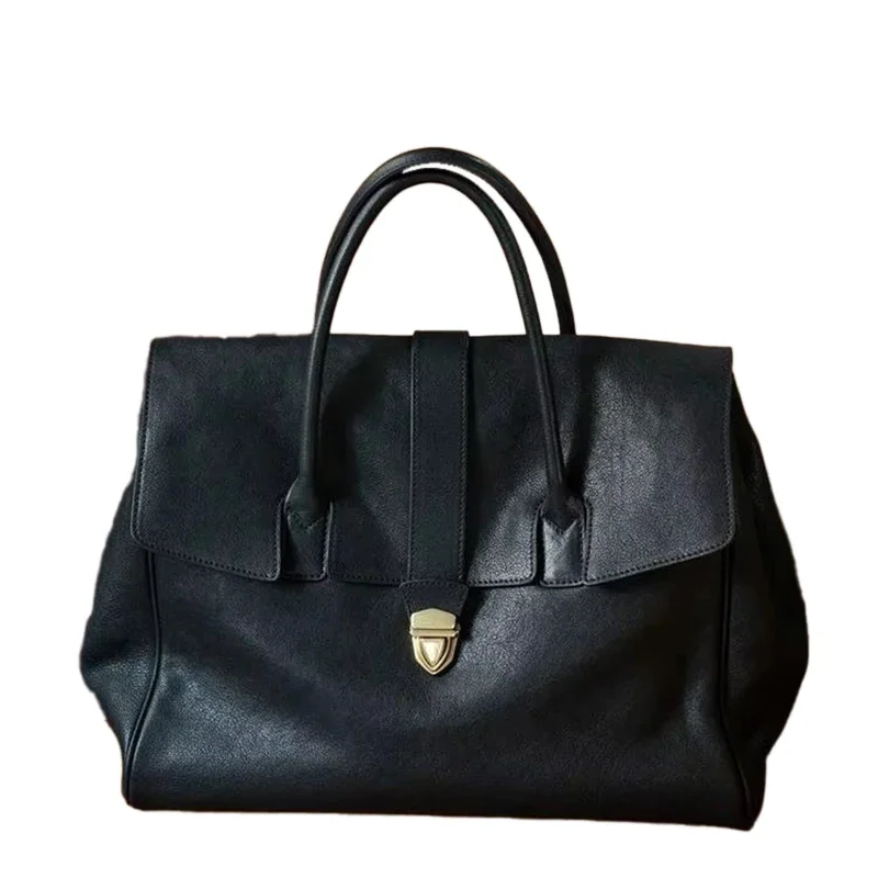 

Simple Handbag Large Briefcase For Women Luxury Lock Design Horizontal Tote Casual High-end Handbag Fashion Shopping Travel Bags