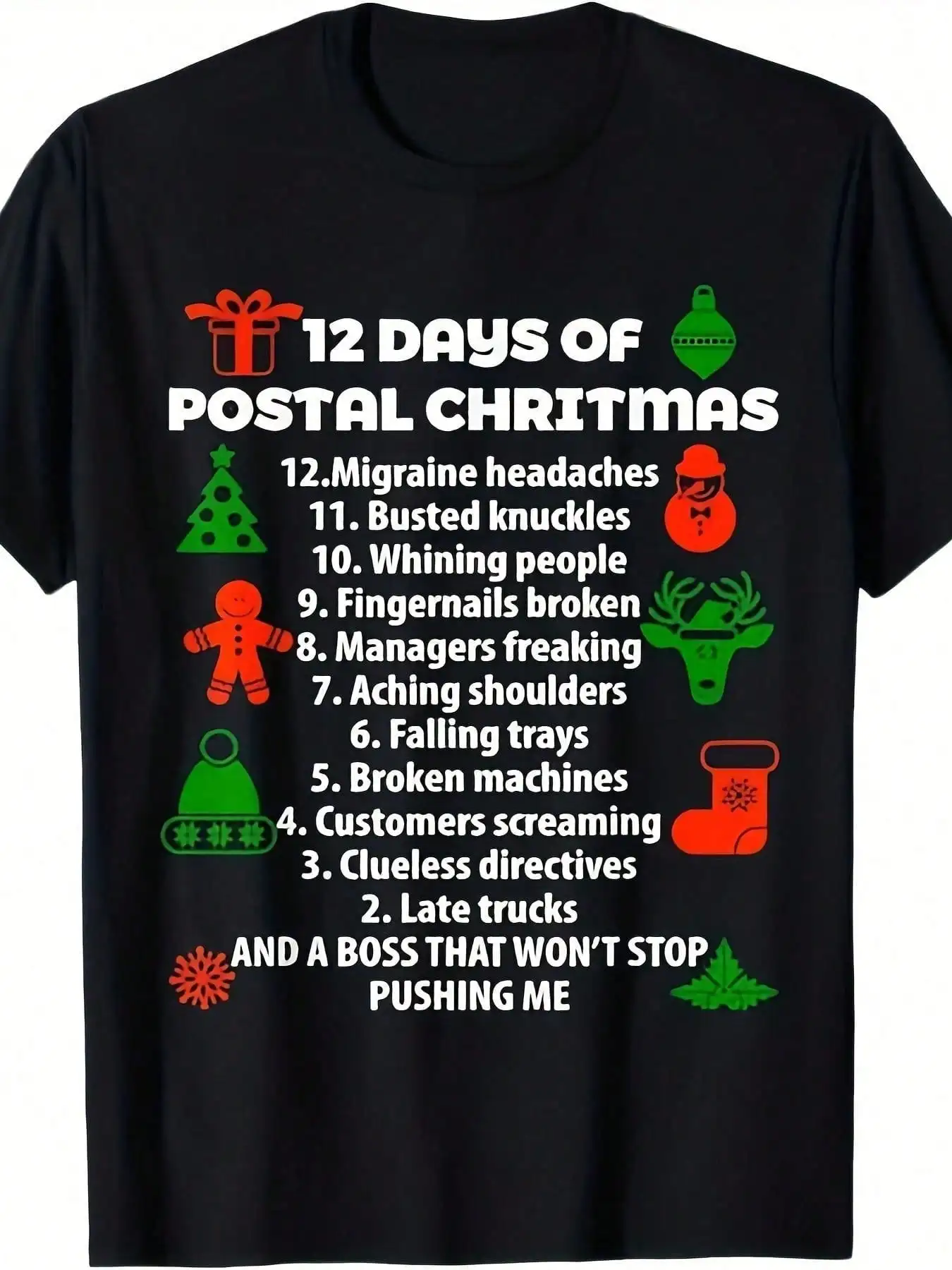 

Postal Worker Christmas 12 Days Funny T-shirt - 220g - 100% Cotton T-shirt