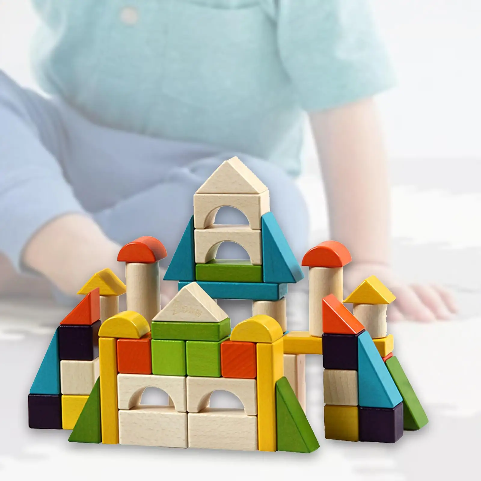 Blocs de bois géométriques, jouet d'apprentissage préscolaire avec plateau de rangement, activité éducative précoce pour garçons et filles âgés de 3 ans et plus, vacances
