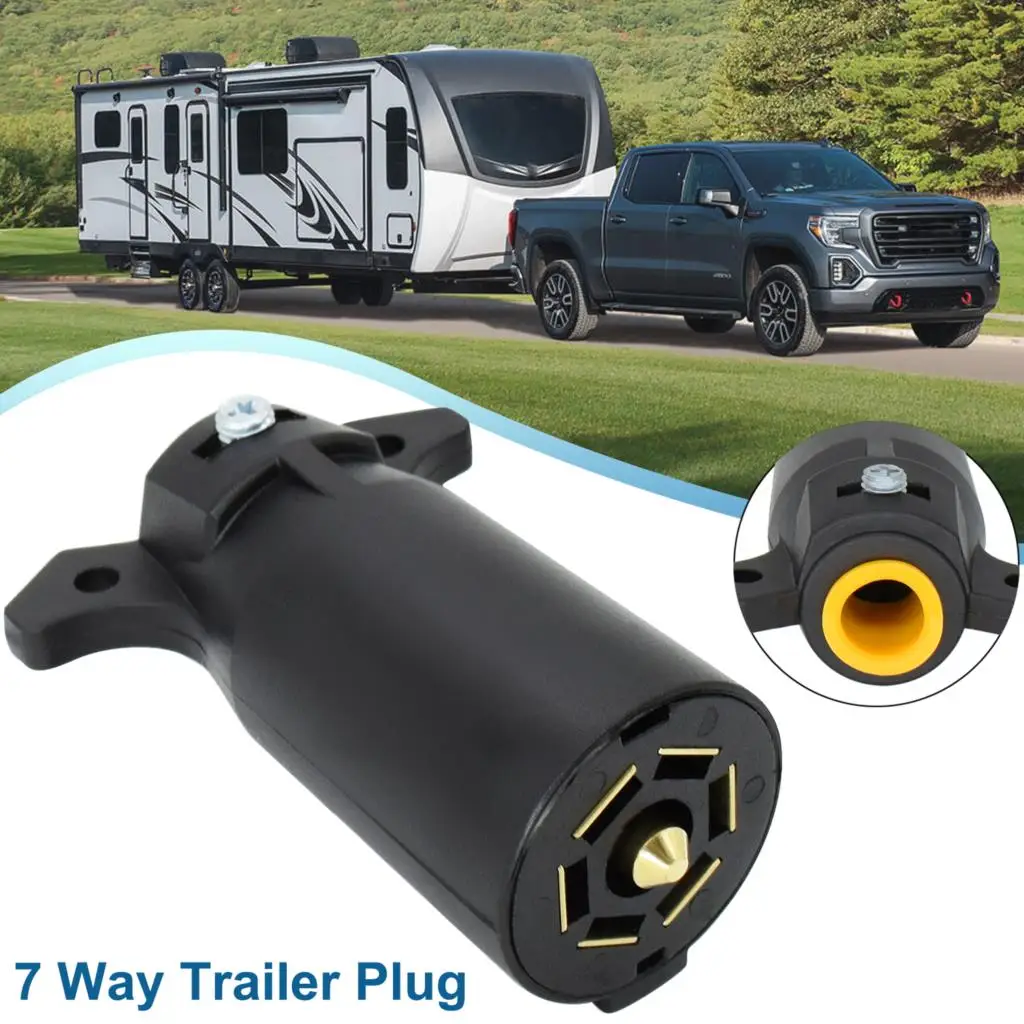 7 Way Trailer Towing Blade Round Socket Plug Connector 12V 7 PIN Plug Adapter For Trailer RV Yacht Tow Wiring Light Conector