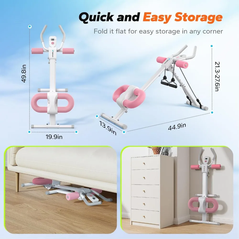 Adjustable Ab Trainer Machine for Home Gym - Foldable, LCD Monitor, Stomach Workout with Knee Protection and High Capacity view 5