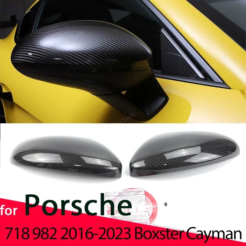 

Real Carbon Fiber Side Mirror cover Cap Sticker for Porsche 718 982 2016-2023 Boxster Cayman Add on Cap