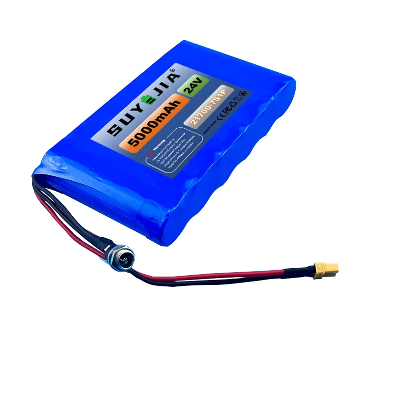 7S1P 24V 5000mAh 21700 Lithium Ion Battery Pack, 29.4V Rechargeable Li-ion Battery for E-bike Electric Scooter DIY Power Tools