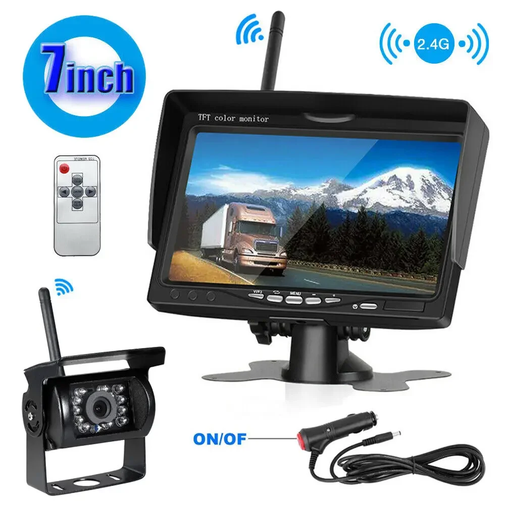 

Bileeko Wireless Backup Camera and 7" Monitor System Rear View Kit For Truck RV Trailer