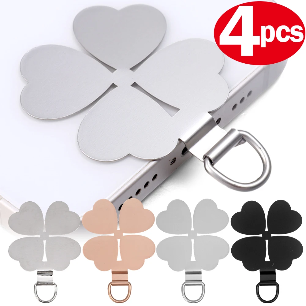 1-4Pcs Metal Mobile Phone Lanyard Patch Universal Stainless Steel Card Ultra Thin Anti Lost Smartphones Hanging Rope Tab Clip