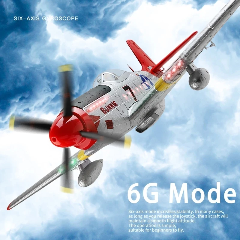 Wltoys XK A280 P51 RC Plane 2.4G 3D6G RC Fighter With LED Light Aircraft P51 Fighter Simulator Toys Gift For Boys Adults