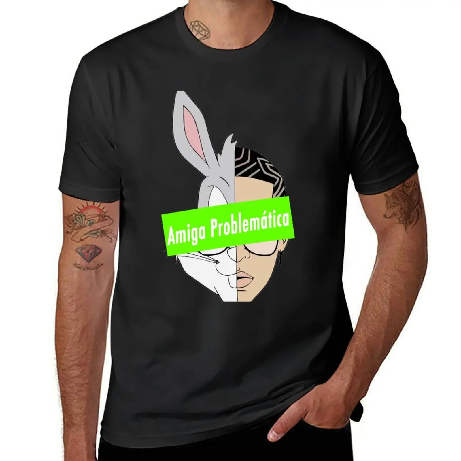 Amiga Problematica Bad Bunny yo perreo sola yhlqmdlg red box logo fan art mask, poster, tapestry, canvas tribute T-Shirt