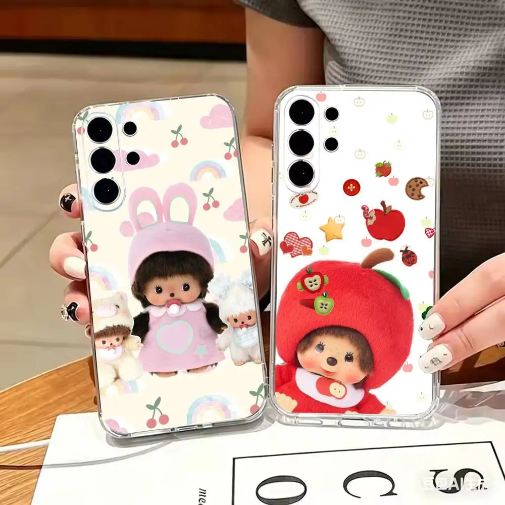 C-Cute M-Monchhichi-es  ransparent Slim Soft CovePhone Case For Samsung S 25,24,23,22,30,21,10,9,Ultra,Plus,Lite,FE,4,5 G