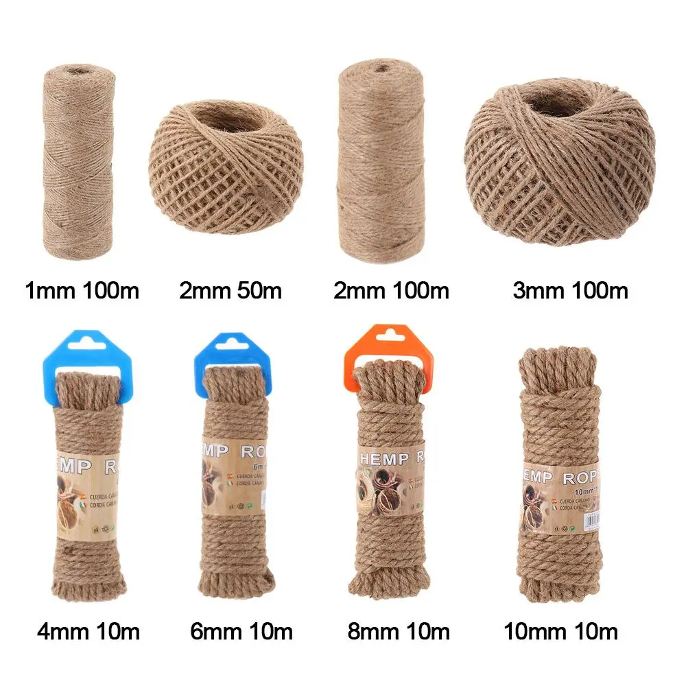 10/50/100Meter Natural Jute Rope Jute Twine Jute Hemp Cat Pet Scratching Cord String Burlap Ribbon Gift Wrapping Wedding Party
