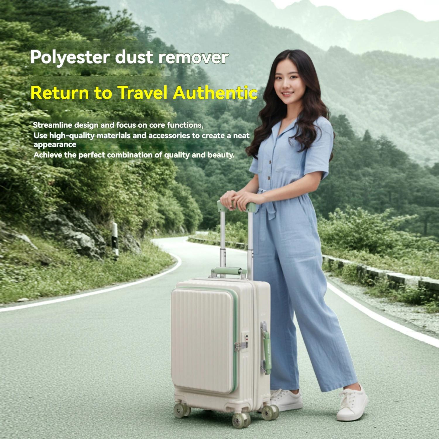 مجموعة مكونة من قطعة واحدة من حقيبة الفتح الأمامية بعجلات جيلي، وحقيبة تروللي بعجلات مع طبقة توسيع 5 سم، ومقبض جلدي، وحامل أمتعة مع حامل هاتف، ووظيفة خطاف جانبي، وقفل مخصص لقضاء عطلة الشاطئ في الهواء الطلق والسفر لمسافات طويلة