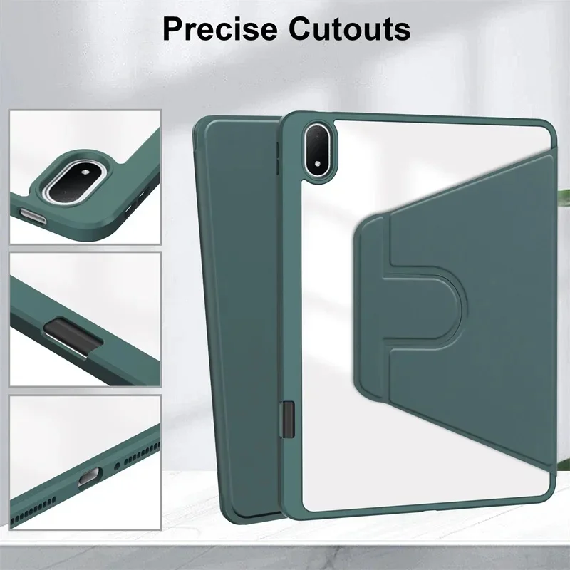 For Oneplus Pad 3 Case with Pen Holder 360 Rotating Acrylic Stand Cover For OnePlus Pad 3 / OPPO Pad 4 Pro 13.2 inch Clear Coque