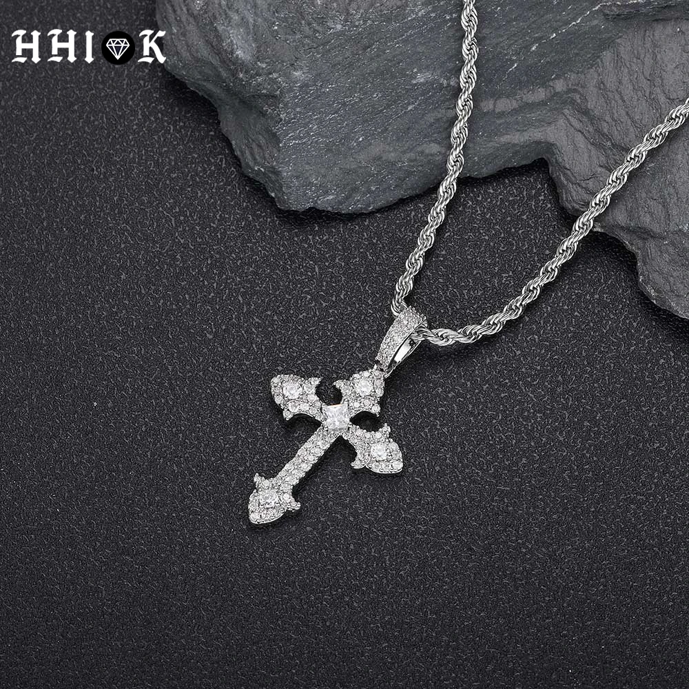 

New Design Cross Charm Pendant Chain Gold Plated Paved CZ Stone Classic Cross Pendant Necklace Jewelry