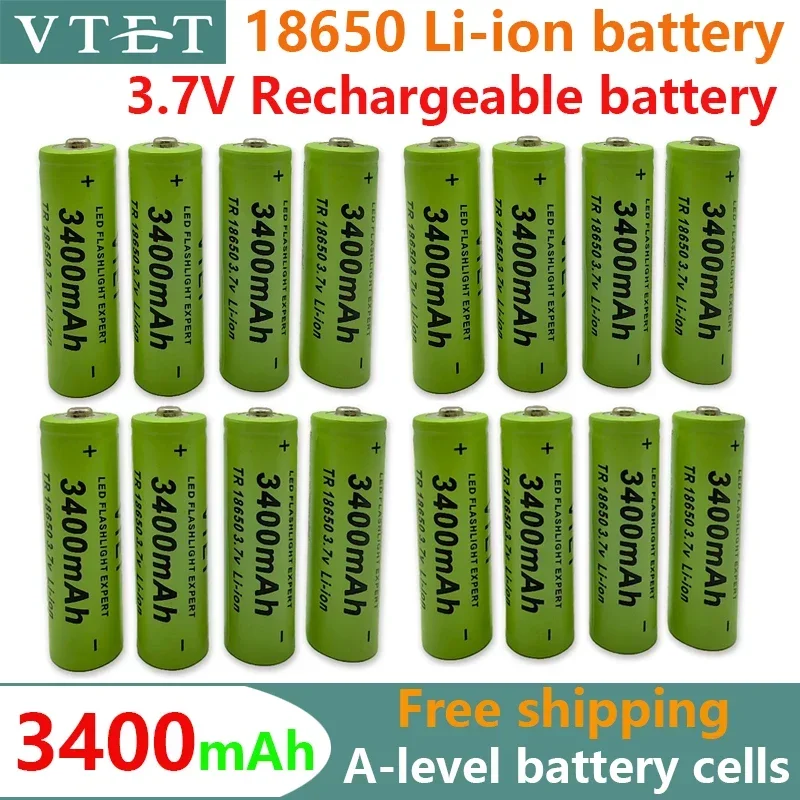 New 18650 3.7V 3400mAh Lithium Ion Rechargeable Battery for Flashlight Fans High Quality High Capacity A-class Battery Cell TOOL