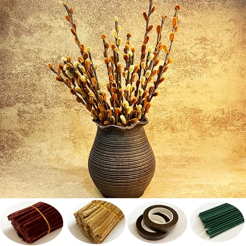 Rohrreiniger, Bastelbedarf, Chenille-Stiel, Weidenblume, DIY-Kunst, handgefertigtes Herstellungsset für Heimdekoration