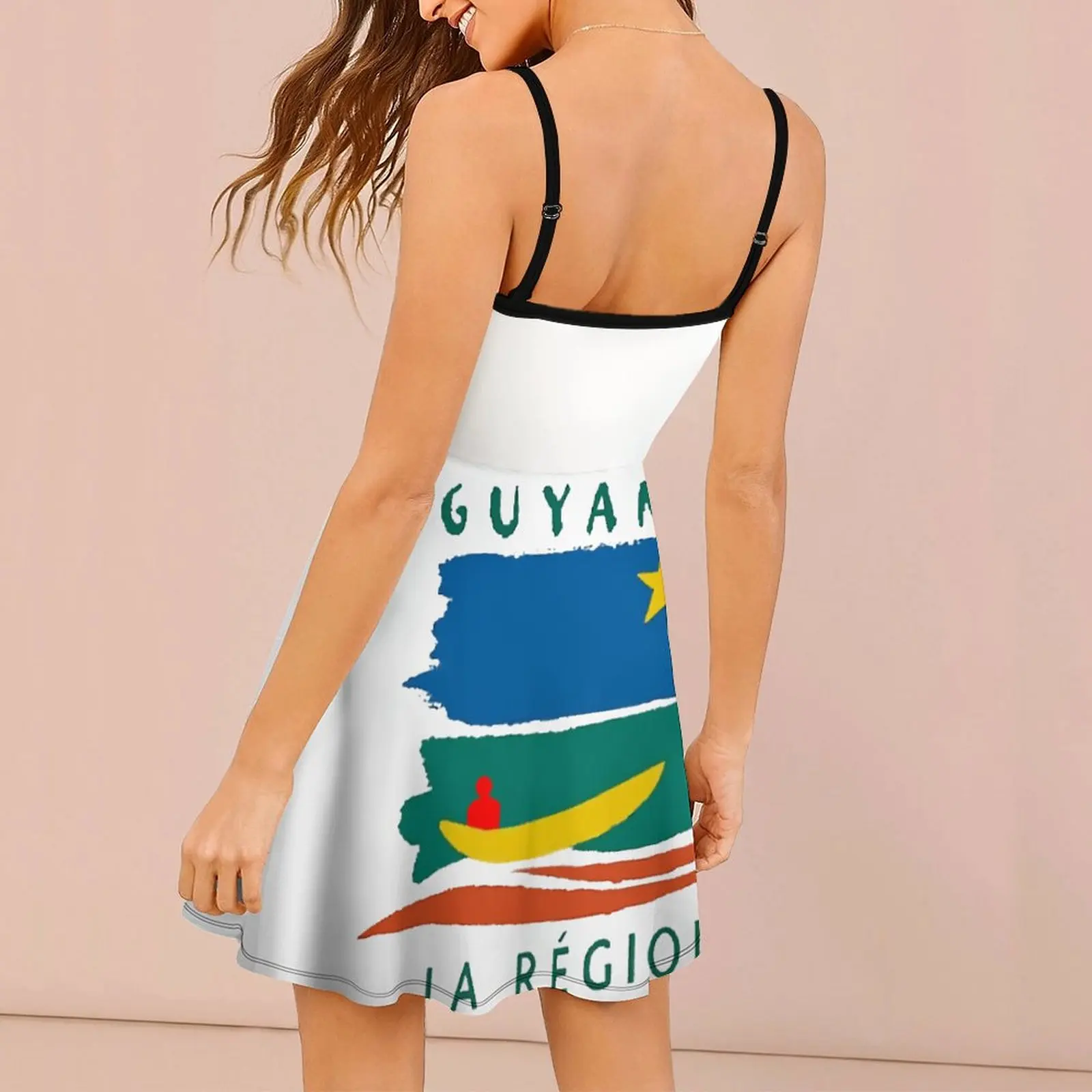 Flag of Guyane Graphic Exotic  Woman's Gown Women's Sling Dress Funny Novelty  Vacations The Dress