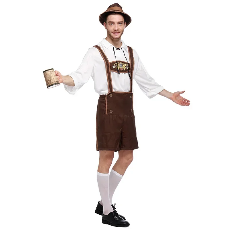 Costume de serveuse de bière allemande pour hommes et femmes, chapeau Lederhanced, costume de cosplay de femme de chambre bavaroise, festival de la bière, Oktoberfest, nouveau