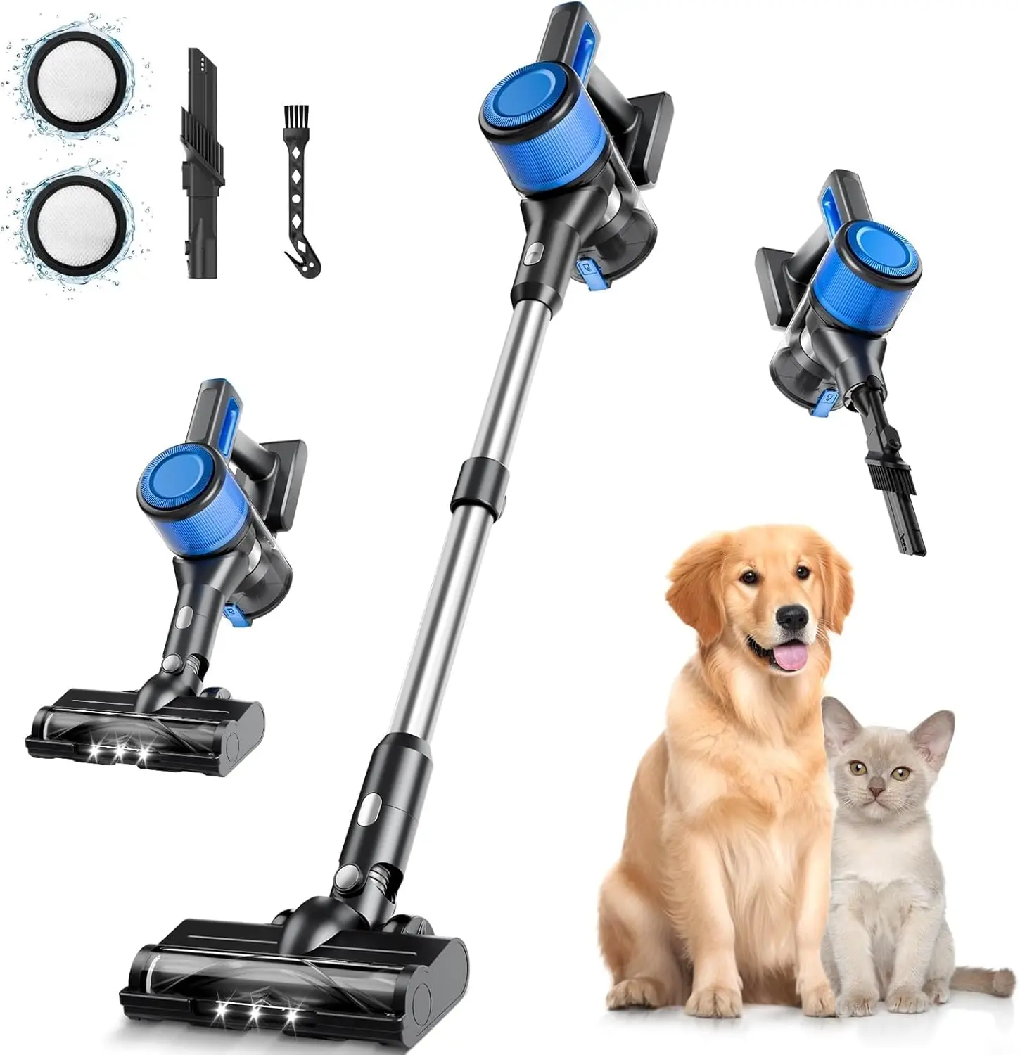 

8-in-1 Cordless Vacuum Cleaner, 45Mins Runtime, Powerful Suction for Hardwood Floors & Pet Hair