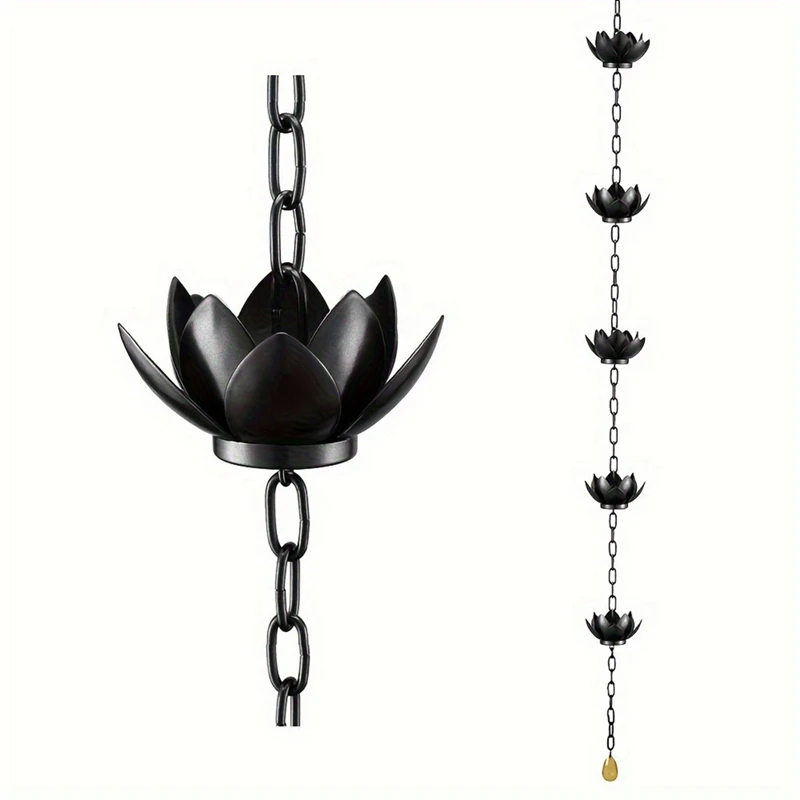 Functional And Decorative Rain Chain, Lotus Design Cups For Exterior Gutters, Replace Your Downspout