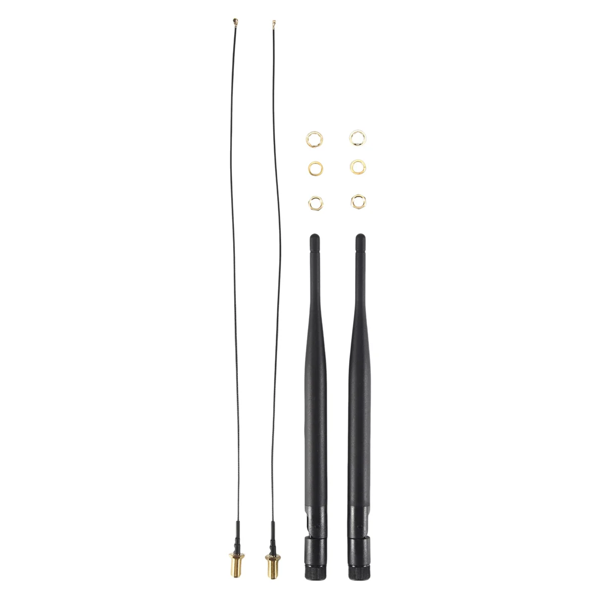 Unique! 2 x 6dBi 2.4GHz 5GHz Dual Band WiFi RP-SMA Antenna + 2 x 35cm U.fl / IPEX Cable