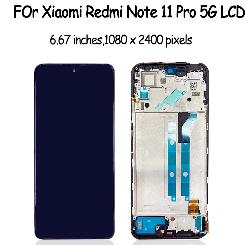 AMOLED LCD For Xiaomi Redmi Note 11 Pro LCD 2201116TG Touch Screen Digitizer with Frame For Redmi Note11Pro 5G 21091116I LCD