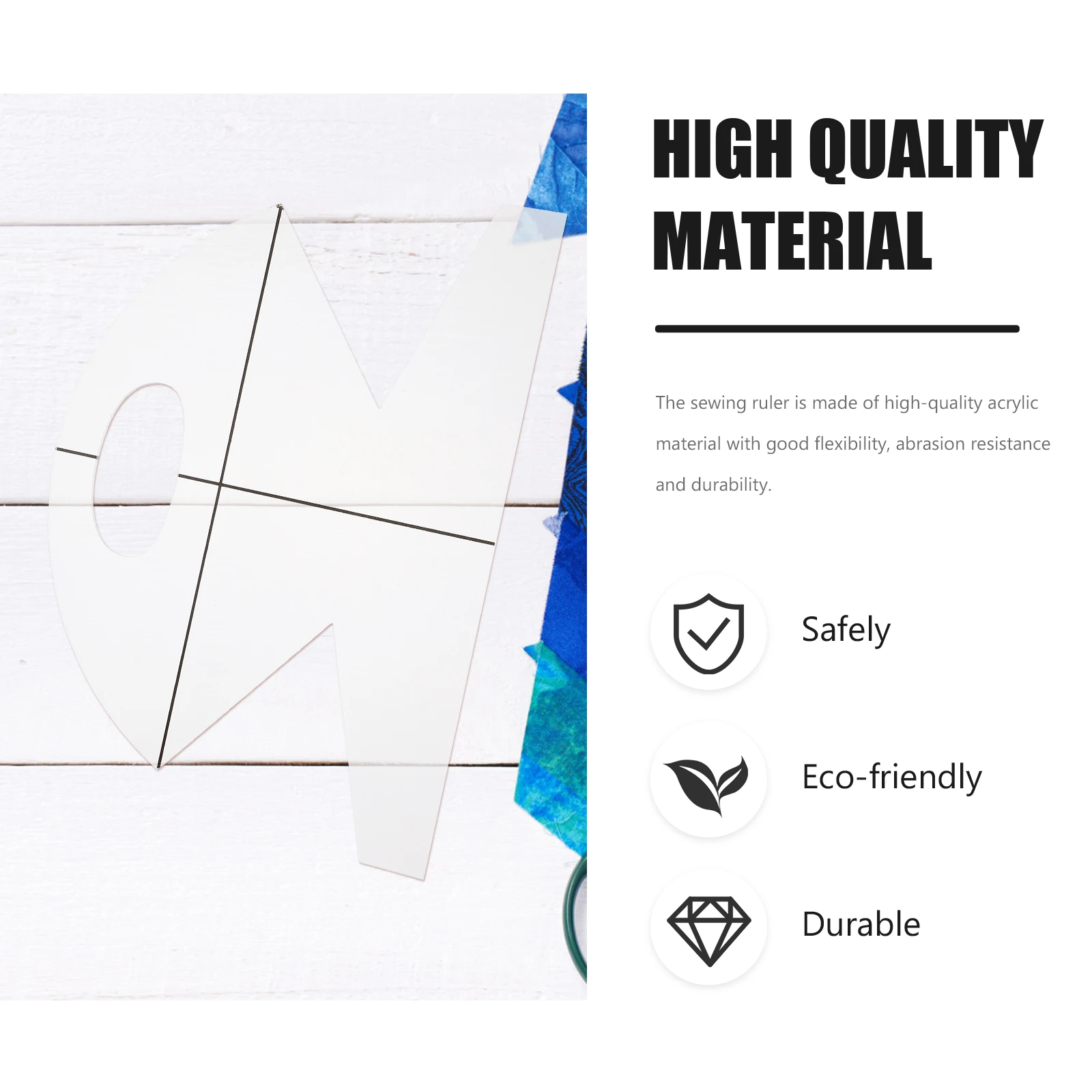 

1pc Sewing Ruler Template Acrylic Patchwork Ruler For Quilting Diy Fabric Craft Lightweight Durable Stitching Guide Tool Cookie