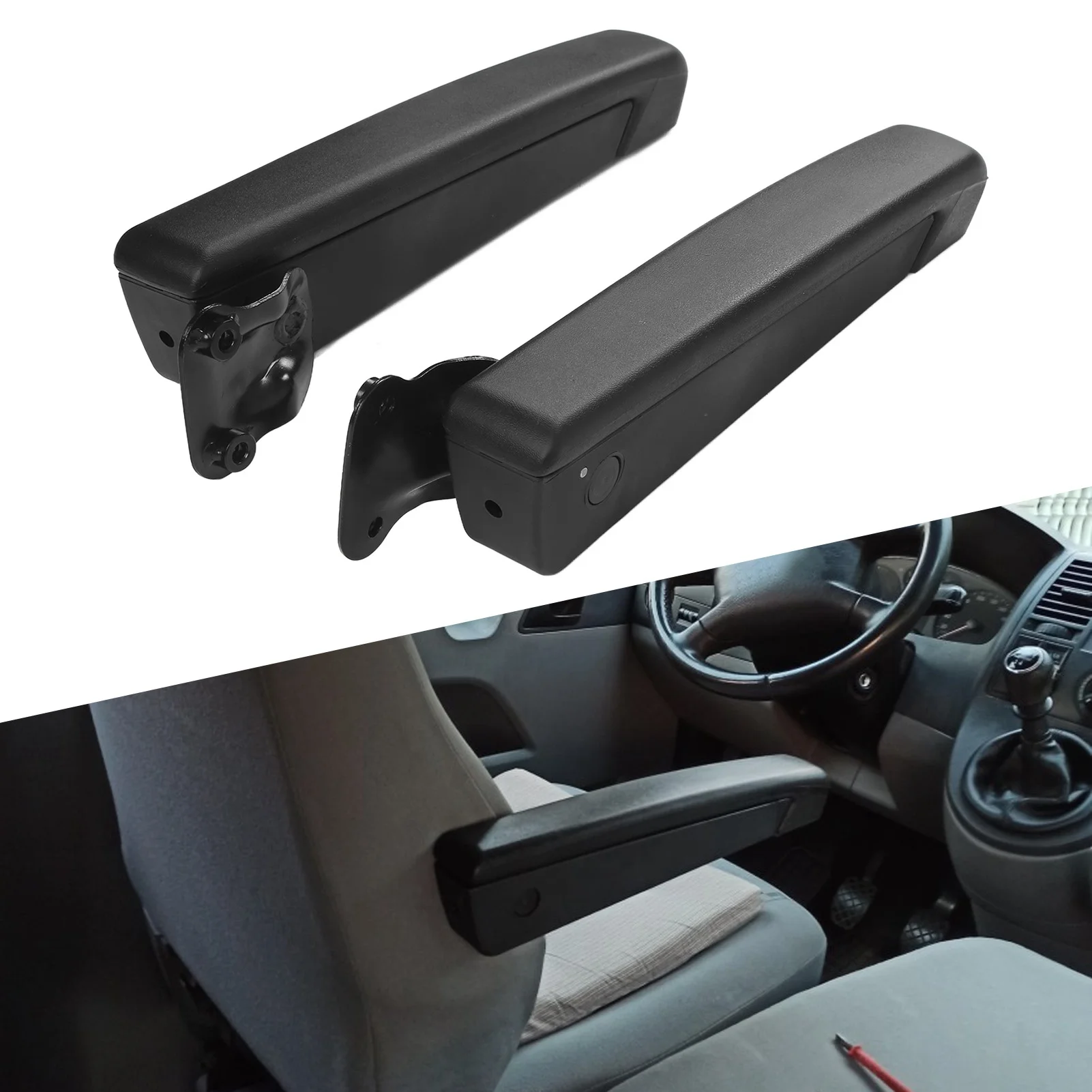

Auto Parts Pair Car Adjustable Seat Armrest Shock Resistant PU Sponge Black for Automobiles Trucks Car Seat Armrest
