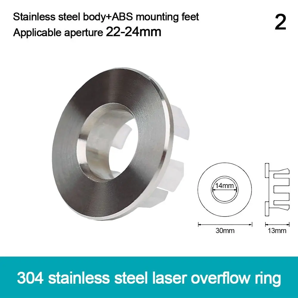 Stainless Steel Basin Sink Hole Overflow Cover Ring Insert Replacement Hole Hollow Round Drain Caps Plug Bathroom Basin Accessor