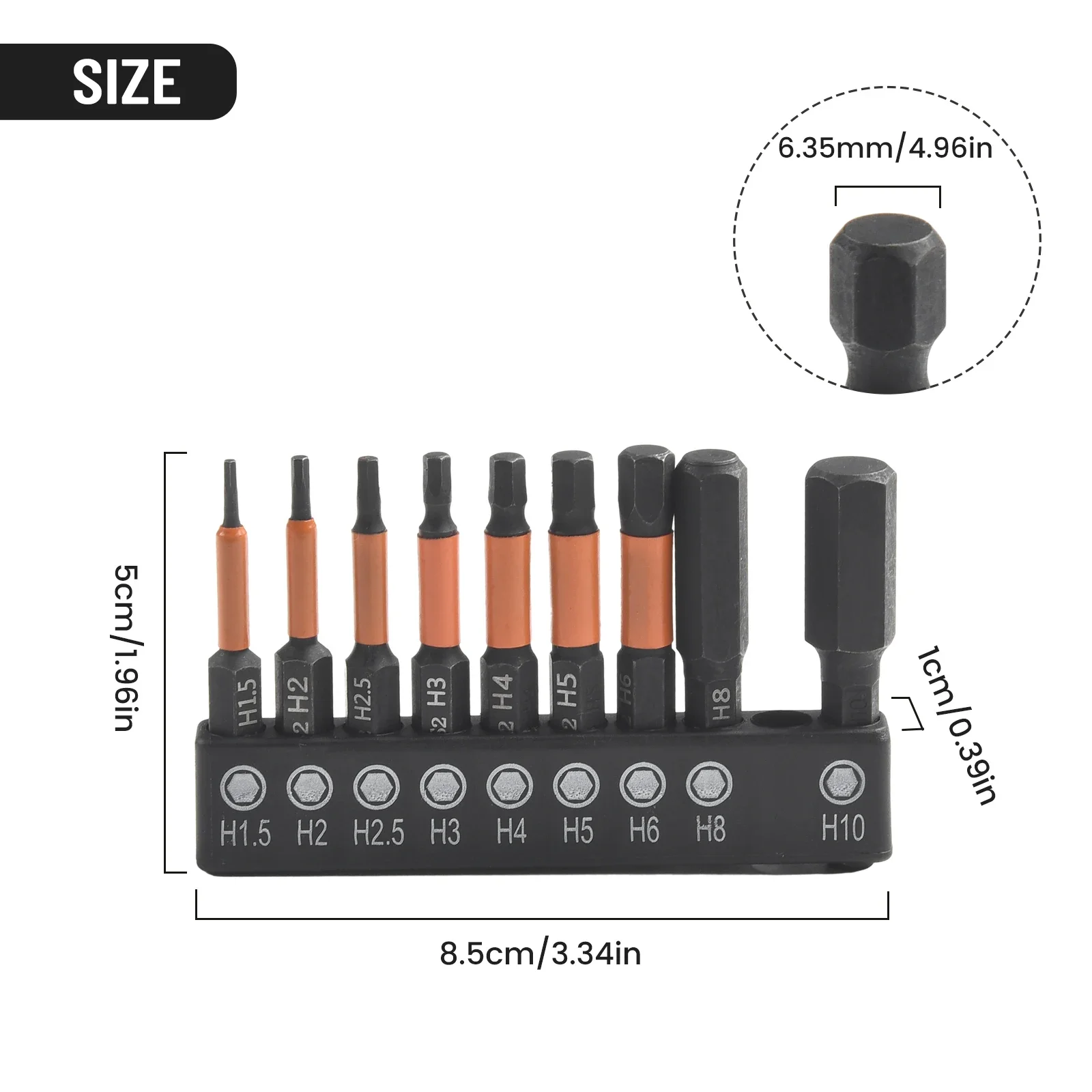 High Hardness DIY Home Projects Work Sites Screwdriver Bits Electric Screwdriver Black H1.5-H10 Magnetic Orange