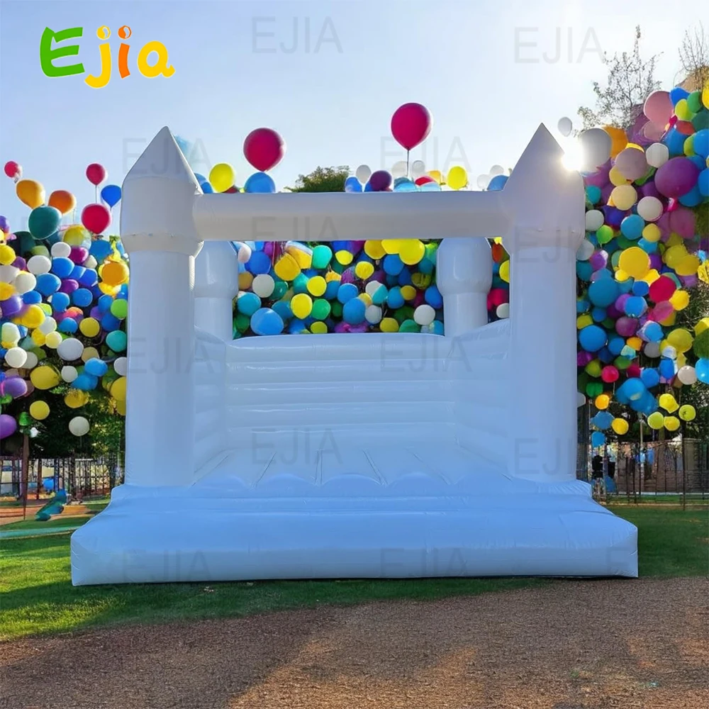 Castillo inflable blanco con soplador, casa de rebote comercial, decoración de fiesta de cumpleaños y boda, 10 a 3m