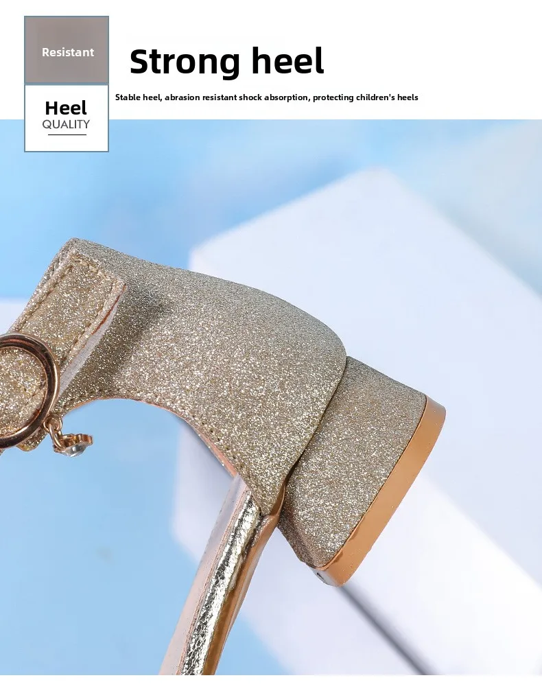 Modische Kinder-Sommersandalen mit Pailletten, einfache Mädchen-Freizeitschuhe, Prinzessinnen-Schuhe mit niedrigem Absatz, Hochzeitsschuhe, Party-Sandalen für Kinder, High-Top-Sandalen – Detail 5