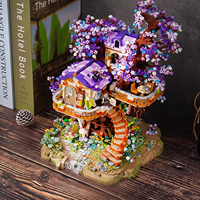 Mini Sakura Tree City Series Building Blocks Cherry Blossom Architecture Fairy Treehouse Gift for Girls and Kids
