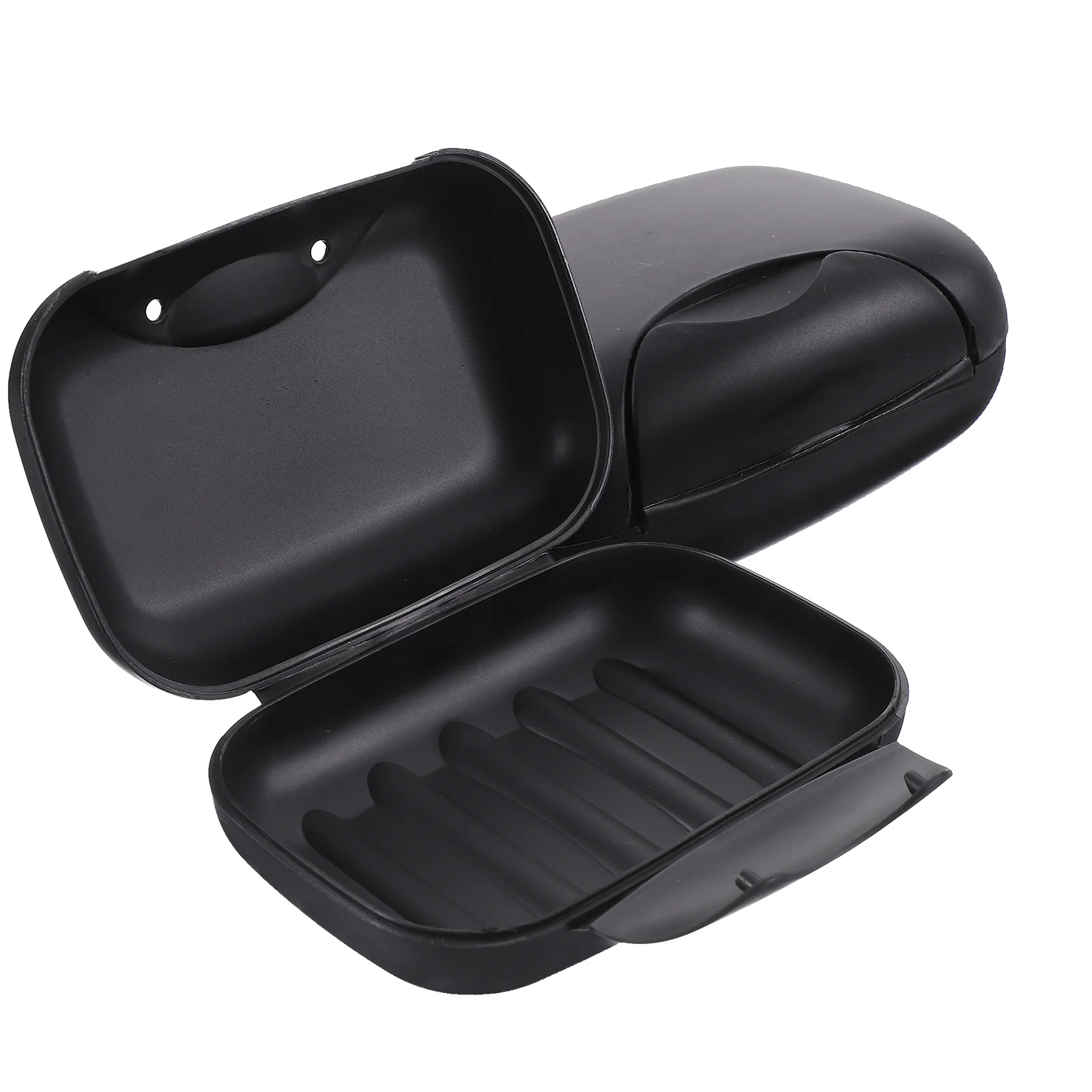 

2Pcs Travel Soap Box Sealing Waterproof Seal Buckle Portable Soap Dish Soap Basket Soap Holder for Men Women Home Black