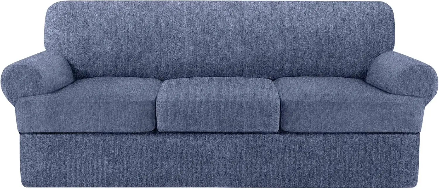 

Комплект чехлов для дивана T Cushion, 4 предмета, мягкие защитные чехлы для мебели с 3 чехлами для сидений, сине-серый цвет