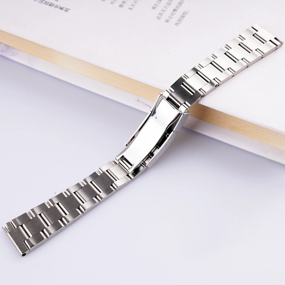 CARLYWET 20 22mm Silver Brushed 316L Steel Replacement Wrist Watch Band Strap Bracelet With Oyster Clasp For Rolex Seiko Tudor