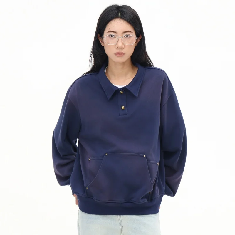 Women's Zip Hoodie Blue Front Pocket Autumn 2025 New in Hoodies & Sweatshirts for Women Casual Simple Outdoor Designer Clothing
