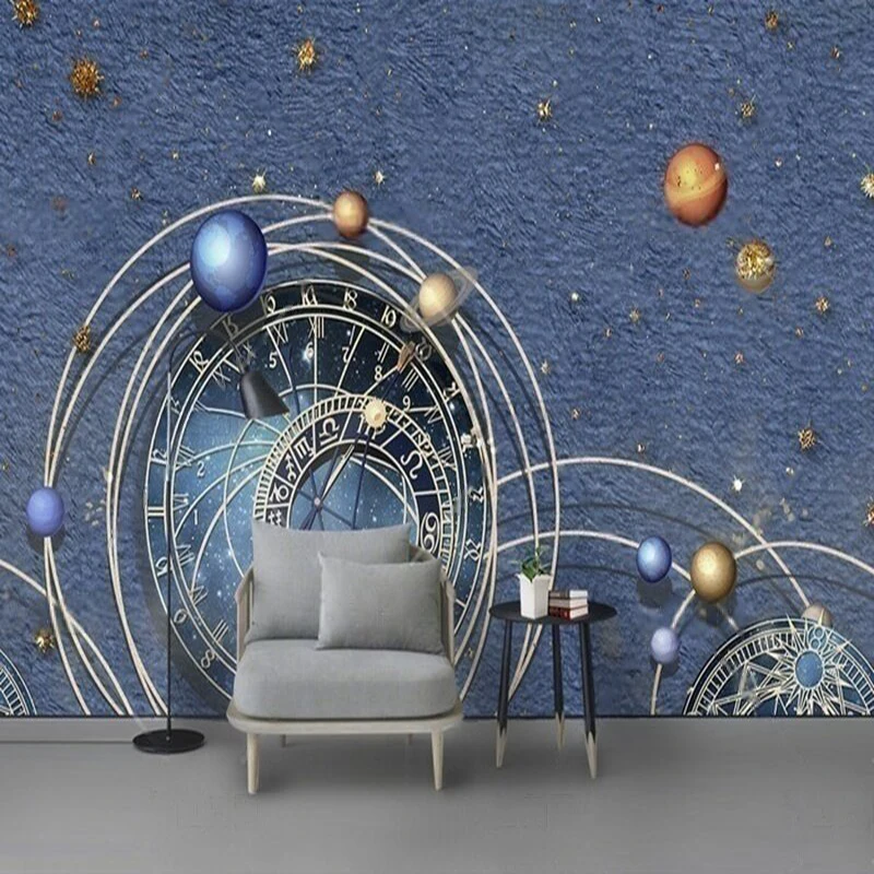 

MU9031 Современная научная фантастика 3d Вселенная звездное небо небесное тело рельеф ТВ диван фон настенная живопись