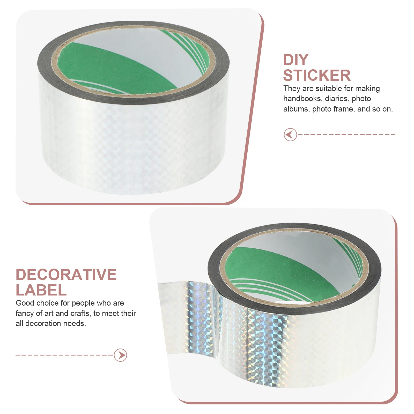 2pcs Reflective 5.0cmx50m Gold Grid Prism DIY Craft Gift Wrapping Tapes Multi Function Art Multi Use Tape For Gift Accessories