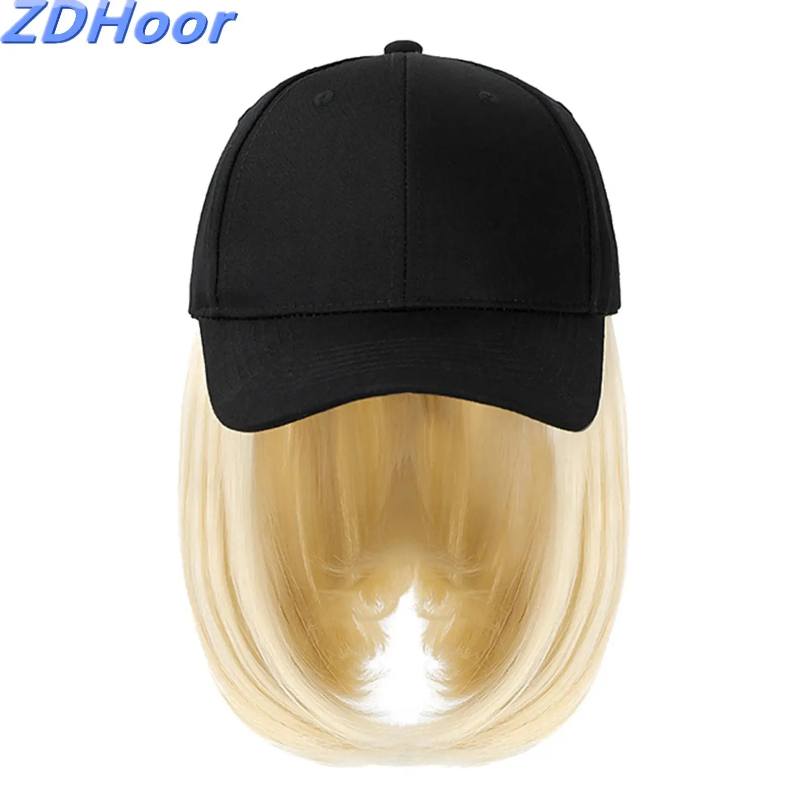 

Women Short Bob Hair Hat with Hat-wig One-piece Full-head Baseball Cap Collarbone-length Hair for Outdoor Activities