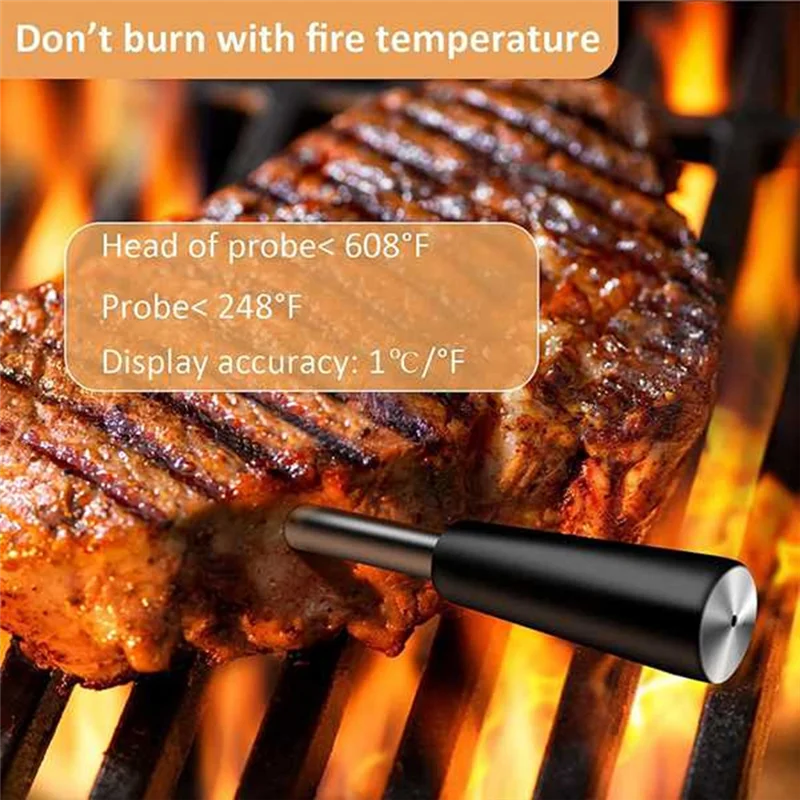 A60F-Wireless Meat Food Thermometer Oven Grill BBQ Steak Bluetooth Temperature Meter Barbecue Accessorie