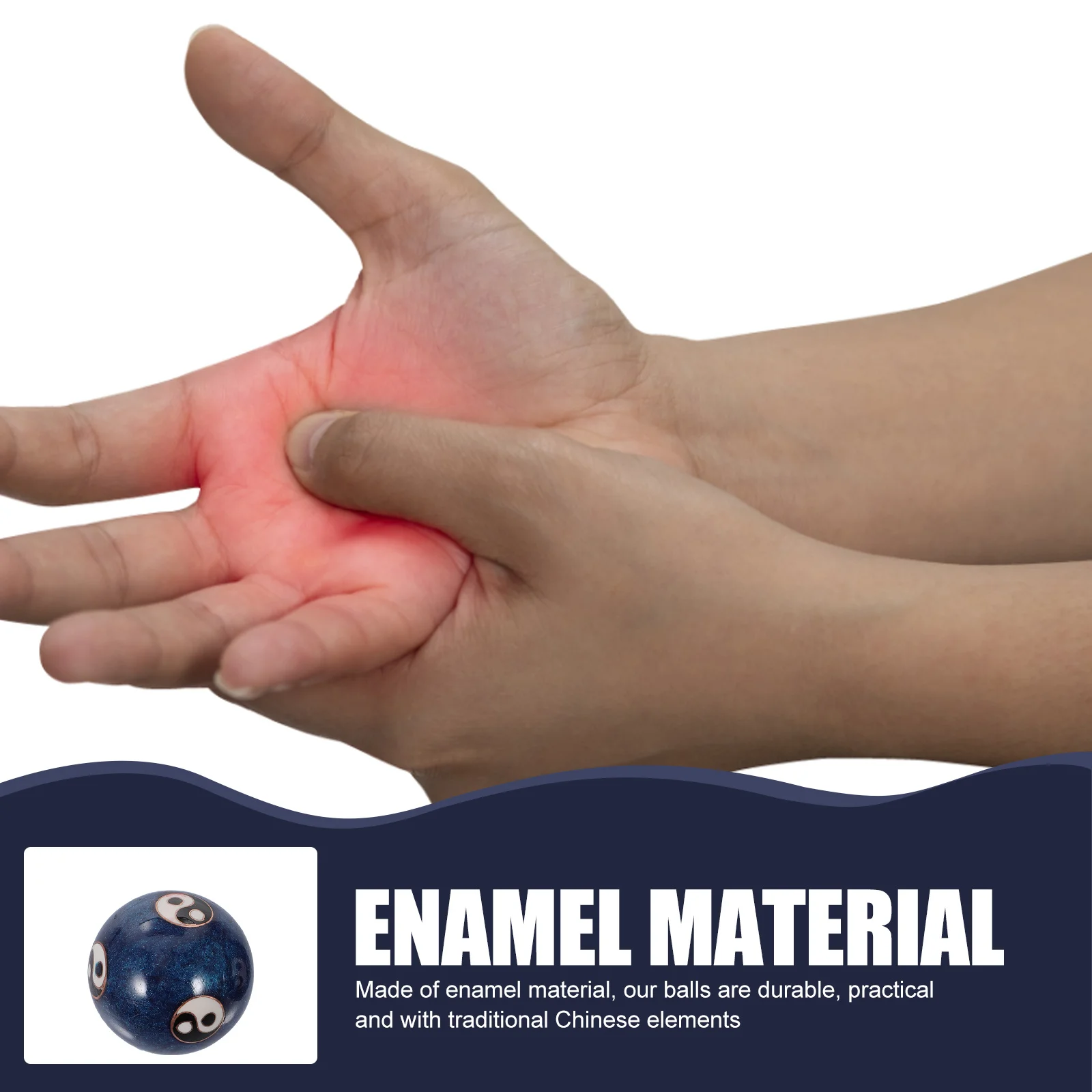 

1Set Enamel Chinese Tai Chi Pattern Blue Baoding Balls Exercise Massage Stress Relieve Finger Acupressure Traditional Gift