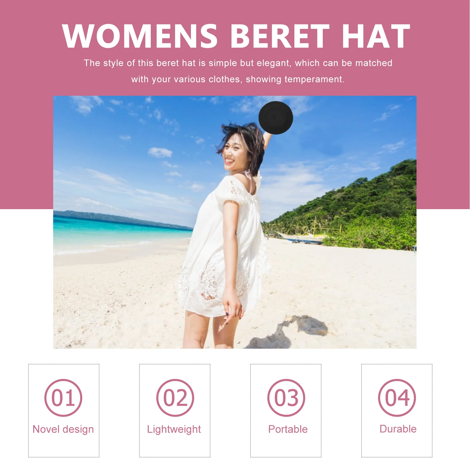 

Women'S Beret Hat Vintage Style Breathable Lightweight Sun Protection Foldable French Beanie Outdoor Travel Beach Hat For