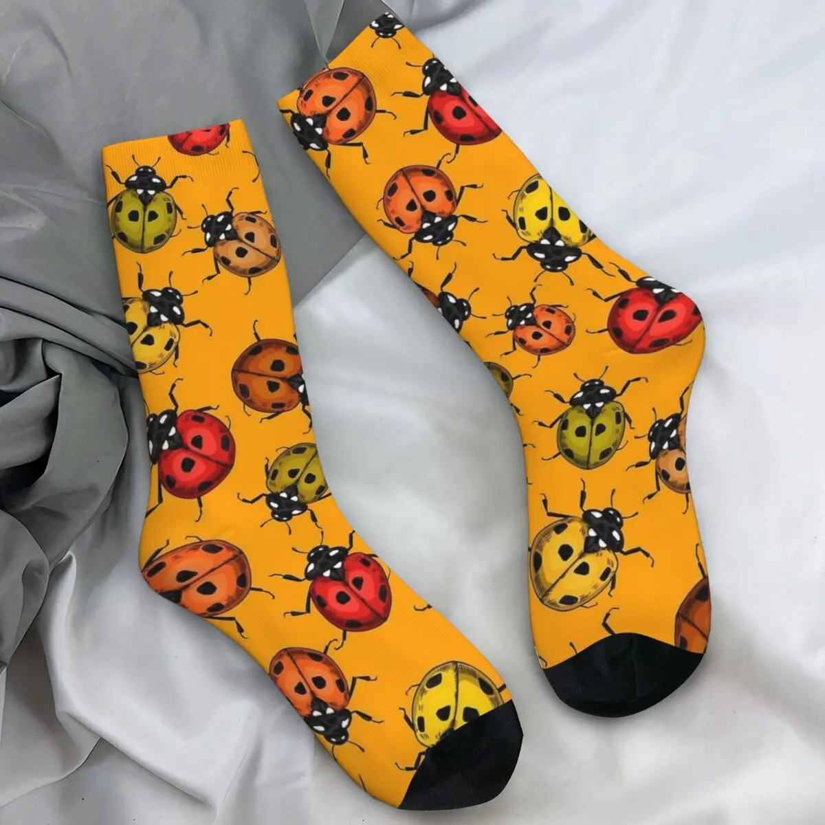 Colorful Ladybugs Insect Stockings Men's Socks Quality Modern Socks Autumn Outdoor Sports Anti Bacterial Pattern Socks Present