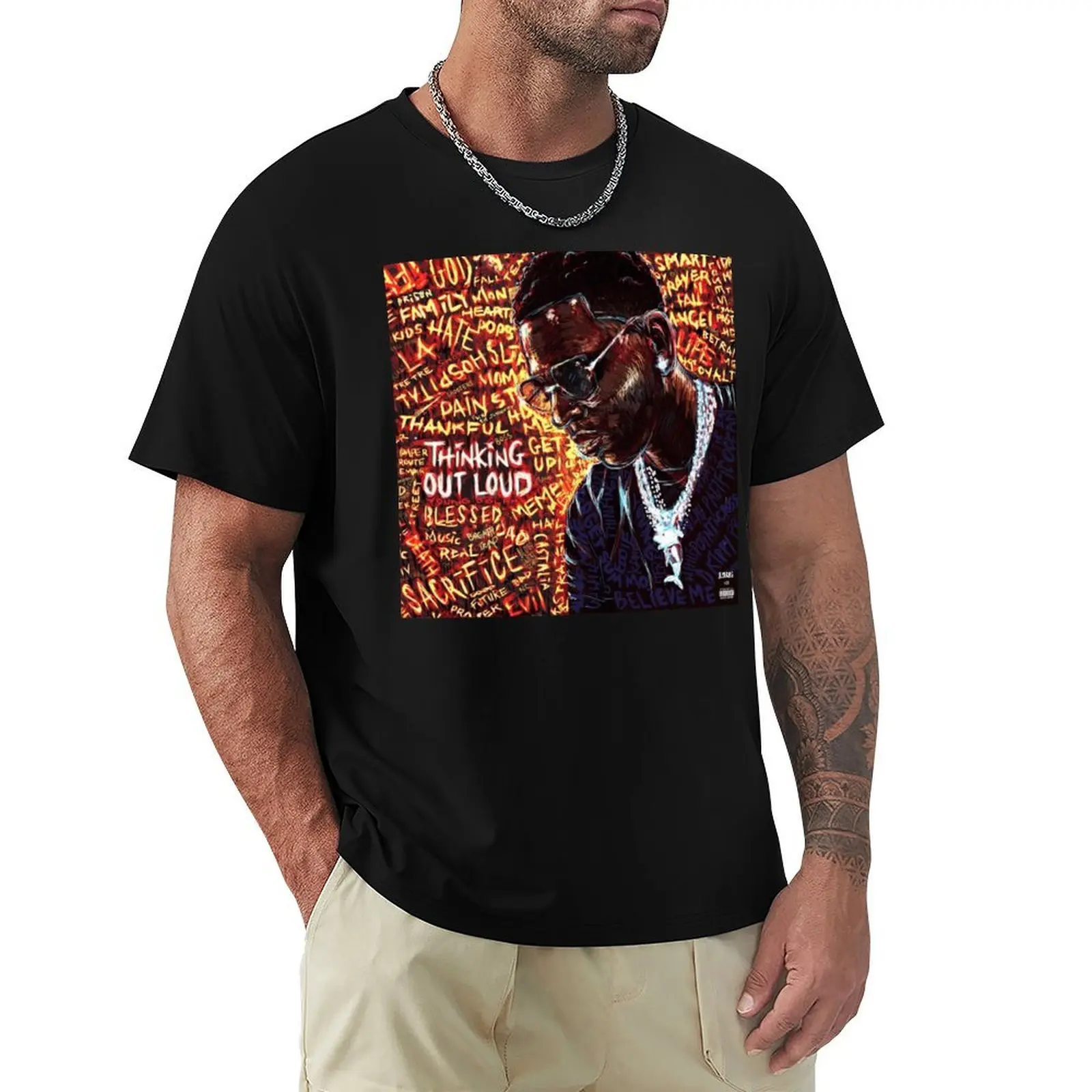 Thinking Out Loud - Young dolph T-Shirt Basic Solid Color Casual Tee Shirt