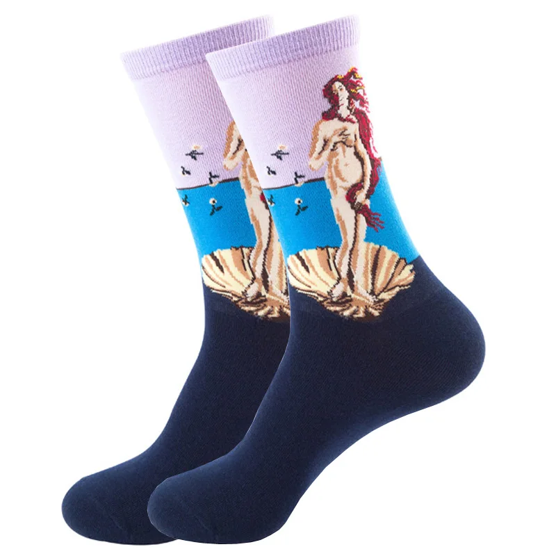 Calcetines de noche estrellada para hombre y mujer, medias Retro con arte de Van Gogh, pintura al óleo, Regalos divertidos y felices, Invierno