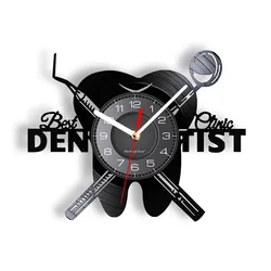 Dentist Equipment Dental Office Teeth Wall Sign Decorative Clock Orthodontist Vinyl Record Wall Clock Nurse Appreciation Gift