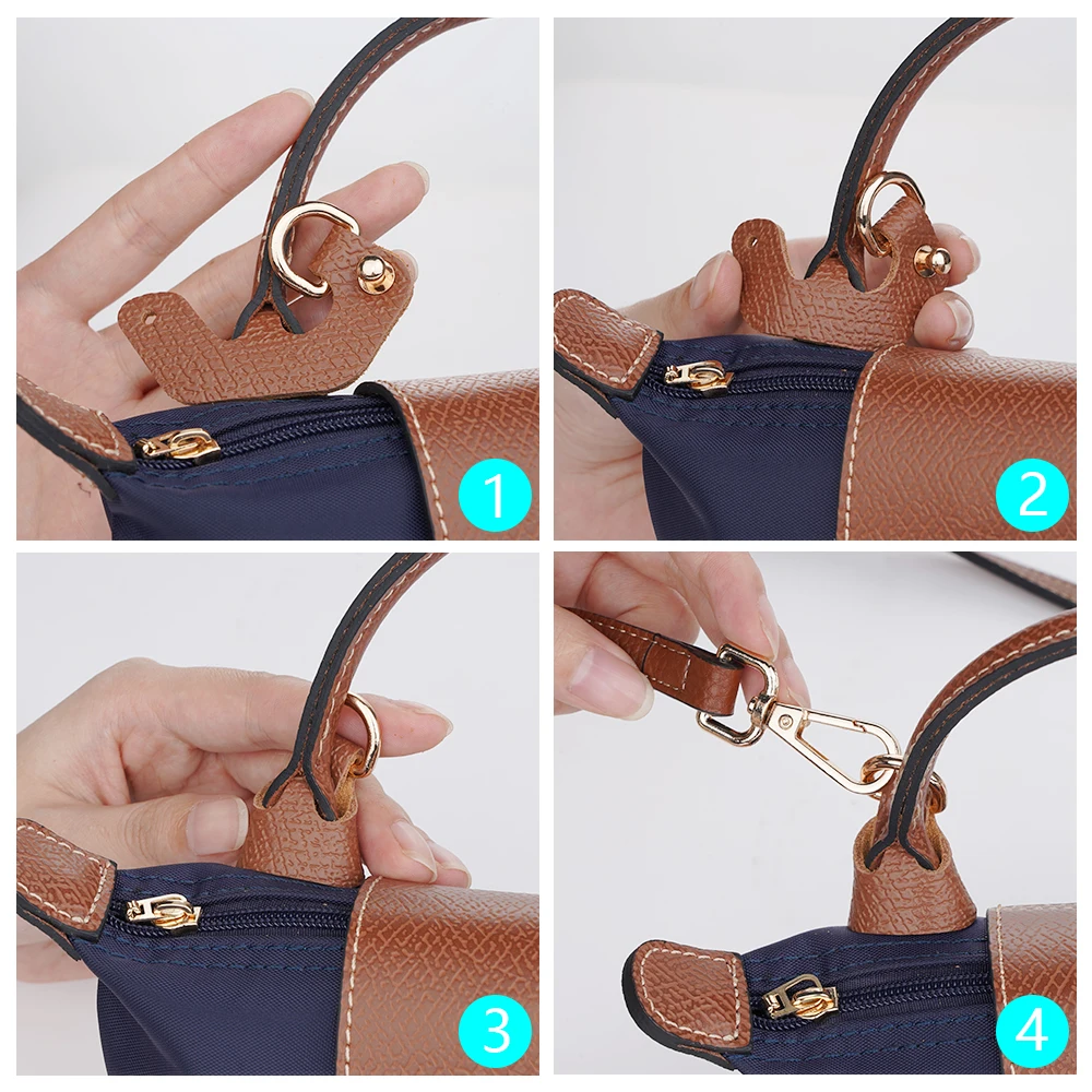 Ensemble de sangles en cuir véritable sans poinçon, sangle initiée, accessoires de transformation, sangles de mini sac Longchamp