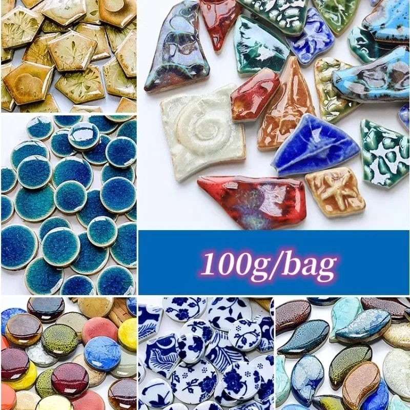 100g Ceramiczne płytki mozaikowe Wielokolorowe płytki mozaikowe do układania puzzli DIY Craft Lamp Table Akcesoria do dekoracji ścian w domu