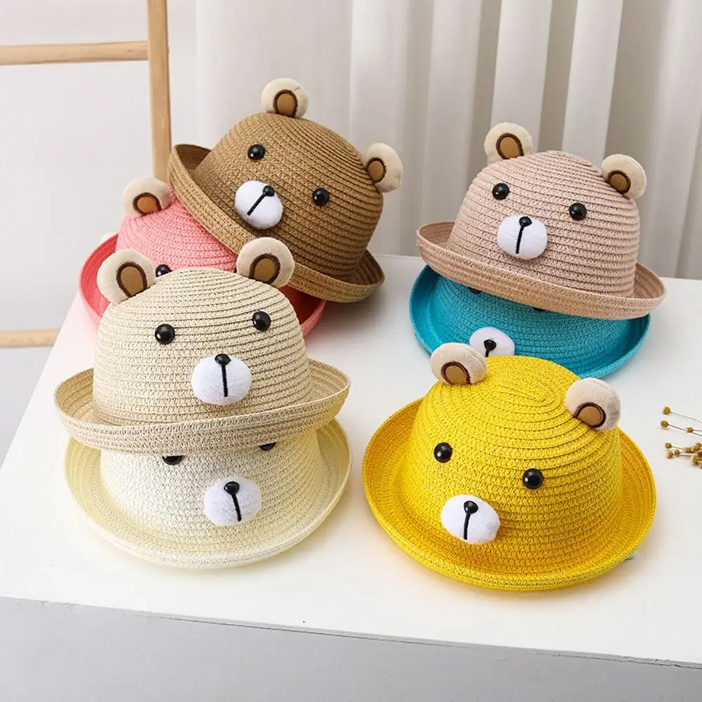 Outdoor Cute Kids Bucket Hat Breathable UV Protection Sun Cap Sunscreen Summer Straw Hat Children Boys Girls